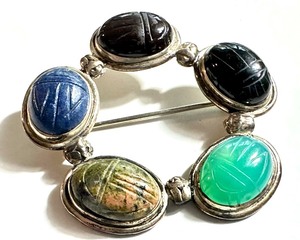 lot 38 image: Vintage Sterling and Scarab Brooch