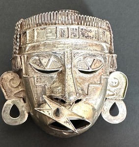 lot 42A image: Vintage Sterling Tribal Face Pendant