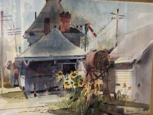 lot 306 image: Framed Watercolor Painting by Blain