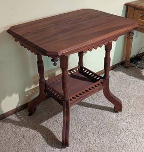 lot 310 image: Antique Eastlake Carved Wood Side Table