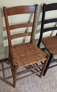 lot 313 image: Pair of Ladder Back Woven Seat Chairs
