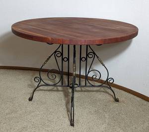lot 315 image: Gabberts Wood and Iron Dining Table