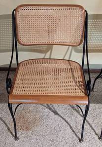 lot 316 image: Pair of Cane and Metal Armchairs
