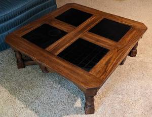 lot 322 image: Tile Topped Wood Coffee Table