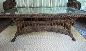 lot 327 image: Wicker Sofa and Glass Topped Coffee Table