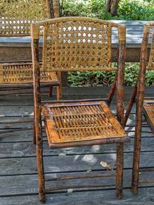 lot 334 image: Vintage Bamboo Folding Chair Set