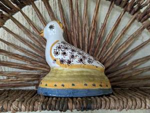 lot 337 image: Wicker Wall Shelf and Italian Ceramic Figurines