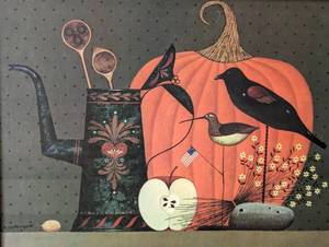 lot 400 image: Framed Vintage Charles Wysocki Pumpkin Print