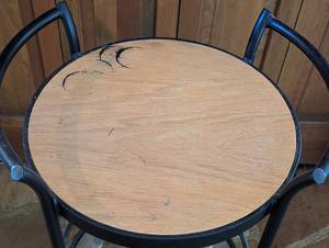 lot 411 image: Wood and Glass Metal Rolling Table