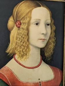 lot 418 image: Framed Portrait of a Girl by Ghirlandaio Reproduction