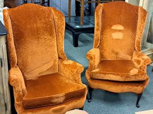 lot 11 image: Lot of (2) 48 High-Back Living Room Arm Chairs