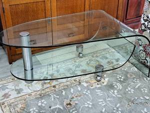 lot 29 image: Glass-Top Coffee Table 2-tier