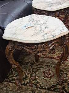 lot 37 image: Marble-TopWood French Victorian End Table