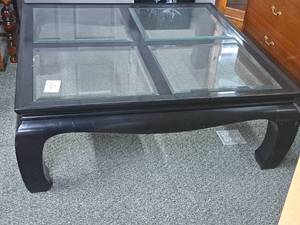 lot 22 image: 42 Glass-TopWood Coffee Table