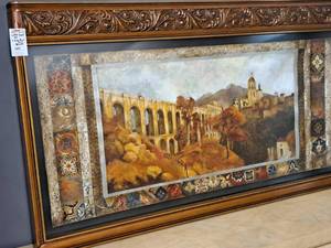 lot 82 image: Custom Framed Wall Art - A Bridge Across , Wood Frame