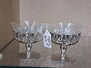 lot 88 image: Lot of (2) 3-12 GlassMetal Dessert Stem Cups