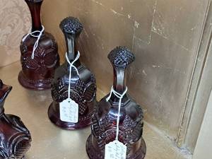 lot 91 image: Lot of (3) Vintage Avon Red Cape Ruby Red Dinner Bells