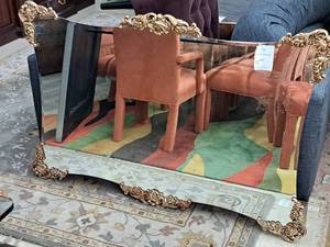 lot 108A image: Vintage Frameless Beveled Wall Mirror