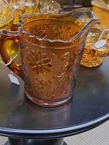 lot 183 image: Vintage Amber Glass Pitcher
