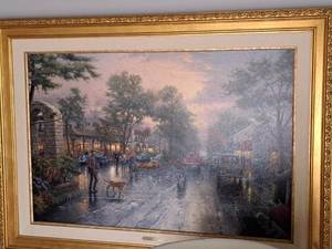 lot 133 image: Wall Art - by Thomas Kinkade , Wood FrameSingle Matte