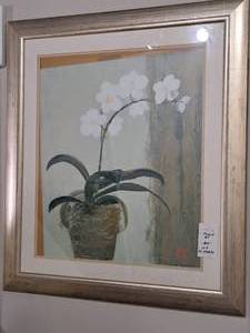 lot 134 image: Wall Art - White Flower , FramedSingle Matte