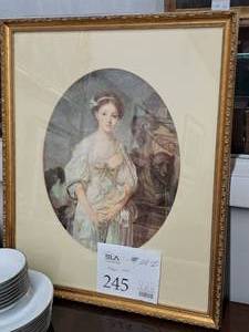 lot 245 image: Wall Art - Woman Portrait , FramedOval MatteGlass