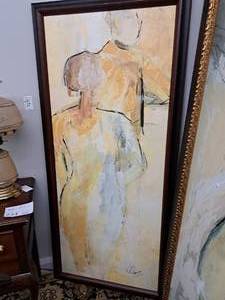 lot 234 image: Painting - Abstract Couple Signed , Framed