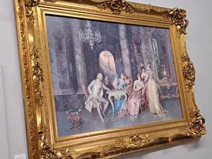 lot 242 image: Print - The Chess Game , Ornate Gold Frame