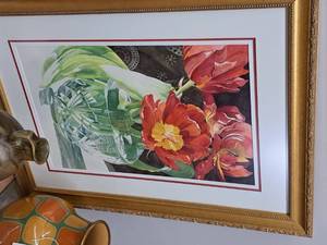 lot 243 image: Wall Art - Floral , FramedSingle Matte