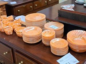 lot 254 image: Fire King Dinnerware Set 106-piece - Plates, Bowls, Cups