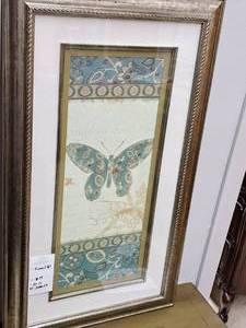lot 237 image: Wall Art - Butterfly , Wood FrameSingle MatteGlass