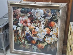 lot 313 image: Wall Art - Floral , Custom Framed