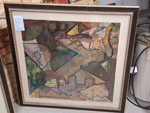 lot 357 image: Acrylic Mixed Media Painting - Abstract by Erin Lofton , FramedSingle Matte