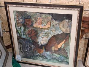 lot 358 image: Acrylic Mixed Media Painting - Abstract by Erin Lofton , FramedSingle Matte