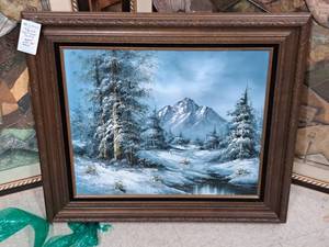 lot 360 image: Original Painting - Winter Mountain by Bob Kyle Signed , Wood FrameSingle Matte