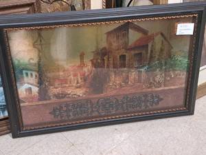 lot 361 image: Wall Art - Tuscan Landscape w Element , Framed