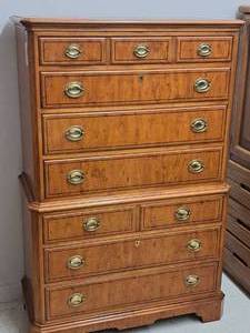 lot 346 image: Drexel Wood Highboy Dresser 7-drawer