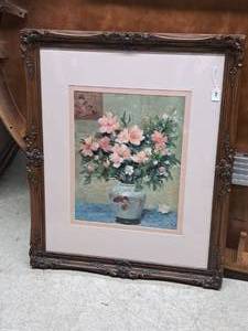 lot 384 image: Wall Art - Floral , FramedSingle MatteGlass