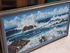 lot 383 image: Print - Ocean by L. Reymond Signed , FramedSingle Matte