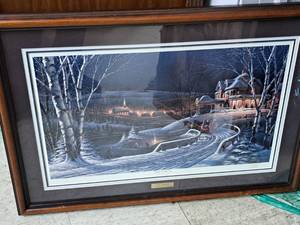 lot 381 image: Wall Art - Family Traditions Christmas 1989 by Terry Redlin Signed , FramedDouble MatteGlass