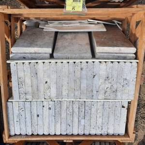 1 Pallet of (45) Silver Travertine Coping 2