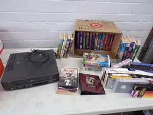 Zenith VHS Player with Vintage Disney VHS Movies
