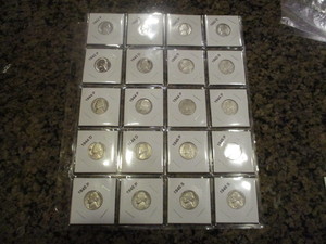 lot 23 image: Lot of (20) World War 2 Jefferson Silver Nickels - Carded and Labelled