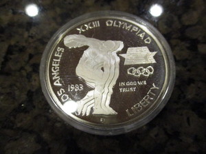 lot 53 image: 1983-S Los Angeles 23rd Olympiad (Discus Thrower) Commemorative Silver Dollar