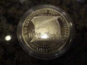 lot 60 image: 1987-S US Constitution 200th Anniversary Commemorative Silver Dollar