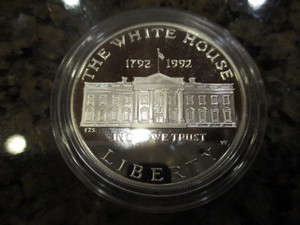 lot 69 image: 1992-W White House (James Hoban) 200th Anniversary Commemorative Silver Dollar