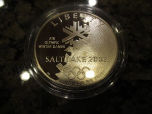 lot 73 image: 2002-P 19th Winter Olympic Games Salt Lake C ity Utah Commemorative Silver Dollar