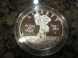 lot 75 image: 2016-P 100th Anniversary of the US Park Service Commemorative Silver Dollar