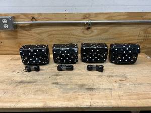 lot 92 image: INSIGNIA Lot of 4- Camera Cases - White Polka Dots on Black