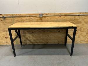 lot 57 image: VEVOR Wood Top Workbench- Height Adjustable